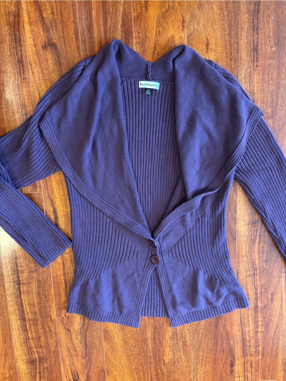 Parkhurst Women's Shawl-Collar Ribbed Cardigan in Deep Purple